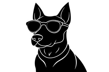 dog silhouette with sunglass 