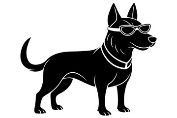 dog silhouette with sunglass 