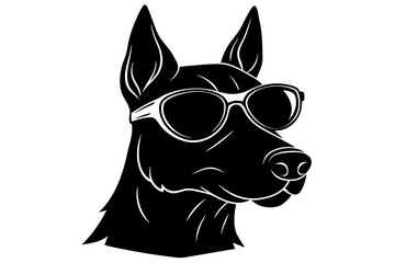 dog silhouette with sunglass 