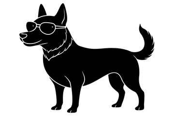 dog silhouette with sunglass 