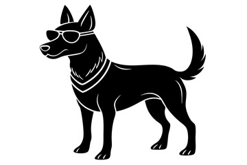 dog silhouette with sunglass 