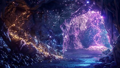 Ice cave with crystal and stalactites