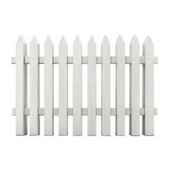 White picket fence isolated on transparent background