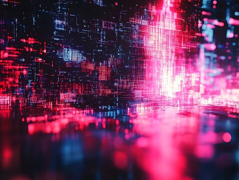 Abstract 3D Background with Pink and Blue Glowing Lights