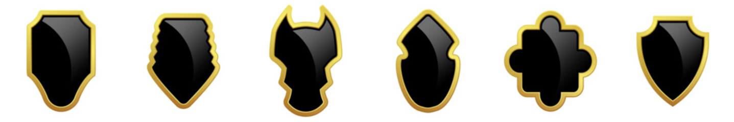 Set of glass glossy shield. Vector illustration.