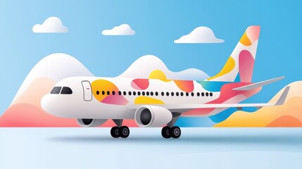 A colorful airplane with animal passengers