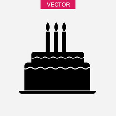 Cake icon vector illustration. Cake sign simple flat black trendy style illustration for web and app on white background..eps