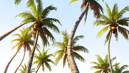 a palm tree with coconuts.