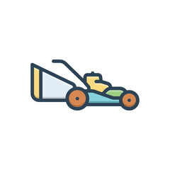 Color illustration icon for lawn mower