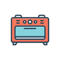 Color illustration icon for oven
