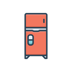 Color illustration icon for refrigerator