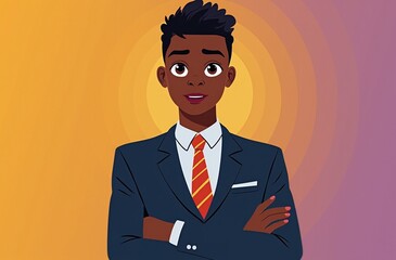 Androgynous Black queer professional, confident expression, versatile for pride month, workplace diversity, education, multi-industry use, copy space available.