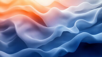 Obraz premium Abstract waves in soft gradients of blue and orange, creating a serene visual effect.