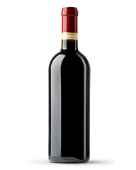 Red wine bottle mock up isolated on white background