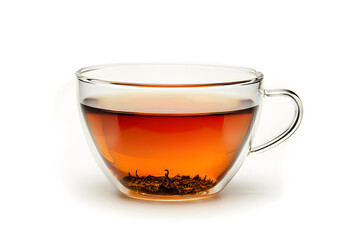 Fototapeta premium Glass tea cup isolated on white background