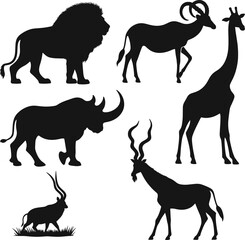 set of silhouettes of animals