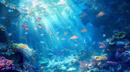Obraz premium photo of fish on the seabed with colorful coral reefs