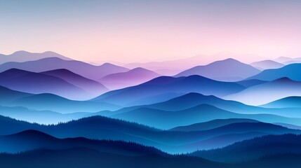 Obraz premium Blue Mountain Range Silhouette at Dawn