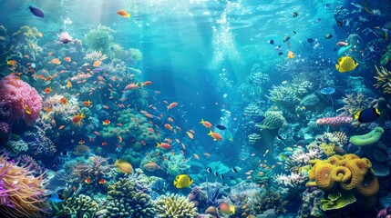 photo of fish on the seabed with colorful coral reefs