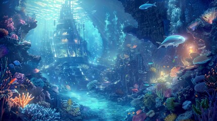 Obraz premium photo of fish on the seabed with colorful coral reefs