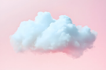White fluffy cloud isolated on light pink background	