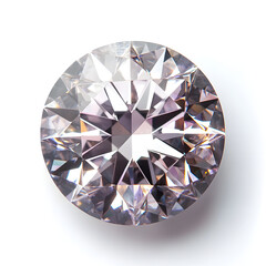 Shiny diamond gem top view isolated on white background