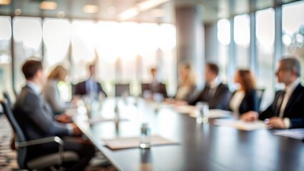 Unfocused Business Roundtable - Out-of-focus background of a business roundtable discussion.
