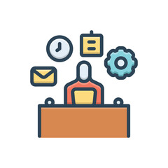 Color illustration icon for multitasking