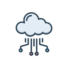 Color illustration icon for cloud computing