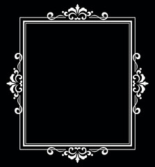 Decorative frame Elegant vector element for design in Eastern style, place for text. Floral black and white border. Lace illustration for invitations and greeting cards.