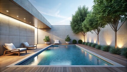 Obraz premium Minimalist Simplicity: Pool with sleek lines and a minimalist design, focusing on the calming effects of negative space.