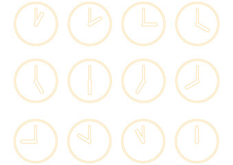 黄色のシンプルな時計アイコンセット