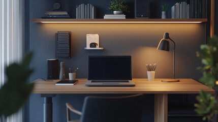 A Bulgarian professional's desk with a laptop and sleek, efficient setup