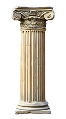 Ancient white Greek column isolated on white background
