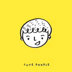 Cute doodle cartoon hand drawn boy illustration ,Cute doodle boy, cute  boy