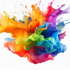 Abstract composition blending vibrant colors and flowing ink patterns