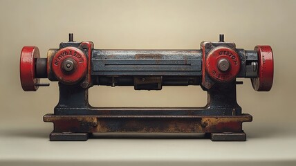 Fototapeta premium Vintage Industrial Machine with Red Accents