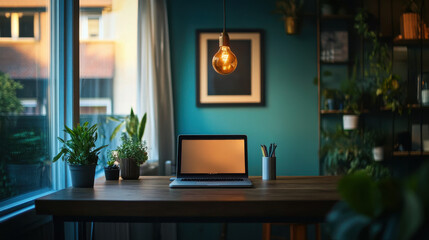 A Dutch entrepreneur's desk with a laptop and innovative, neat setup