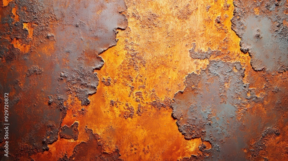 Poster a textured surface showcasing rust and corrosion in warm tones.