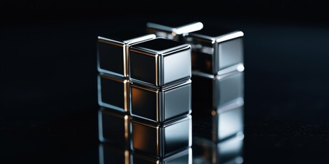 Modern cufflinks in silver with geometric design.