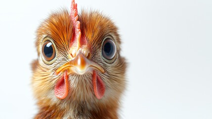 Fototapeta premium Close-up of a chick with large eyes and vibrant feathers.