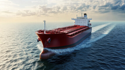 Fototapeta premium A modern cargo ship with energy-efficient propulsion systems