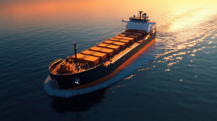 Obraz premium A modern cargo ship with energy-efficient propulsion systems