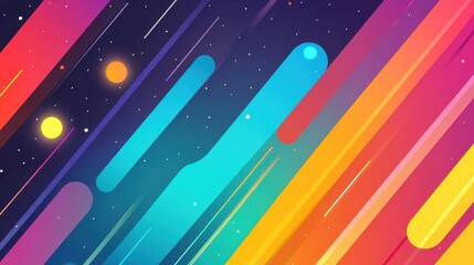 Explore vibrant neon lights and alphashaped lines in this modern flat illustration. A perfect blend of art and design