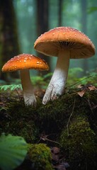 Mushroom Wallpaper ,Fantasy Wallpaper, Mushroom Light, Fantasy Mushroom, Jungle, Forest Mushroom, Jungle Background, fantasy. Ai generated image.