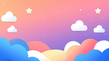 Fototapeta premium A stunning pastel sky filled with blue, pink hues and whimsical clouds, perfect for creating a magical atmosphere.