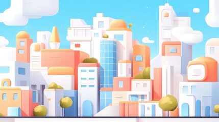 A vibrant city where handdrawn art meets sleek 3D architecture, creating a unique blend of styles and textures.