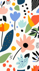 This vibrant floral phone case design features bold geometric elements in electric blues, hot pinks, and neon greens.