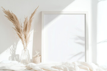 Aesthetic mockup with a white background frame