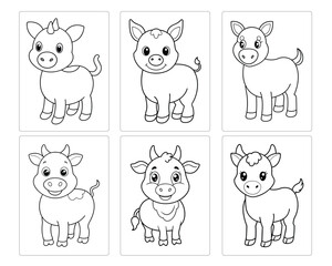 Obraz premium Cute Farm Animal coloring page